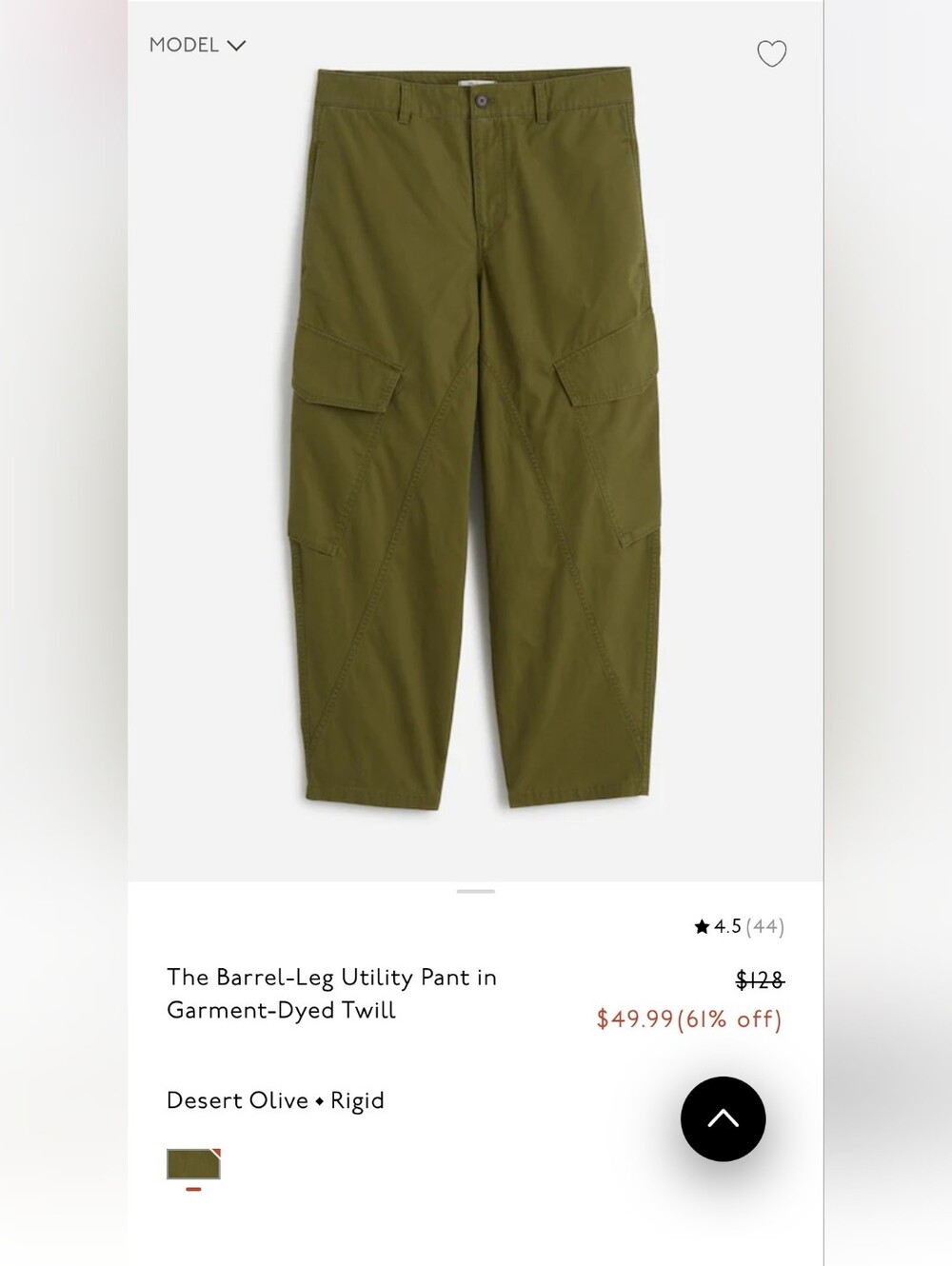 Like New Madewell Seamed Barrel Leg Utility Pant in Garment Dyed Twill - Picture 4 of 7